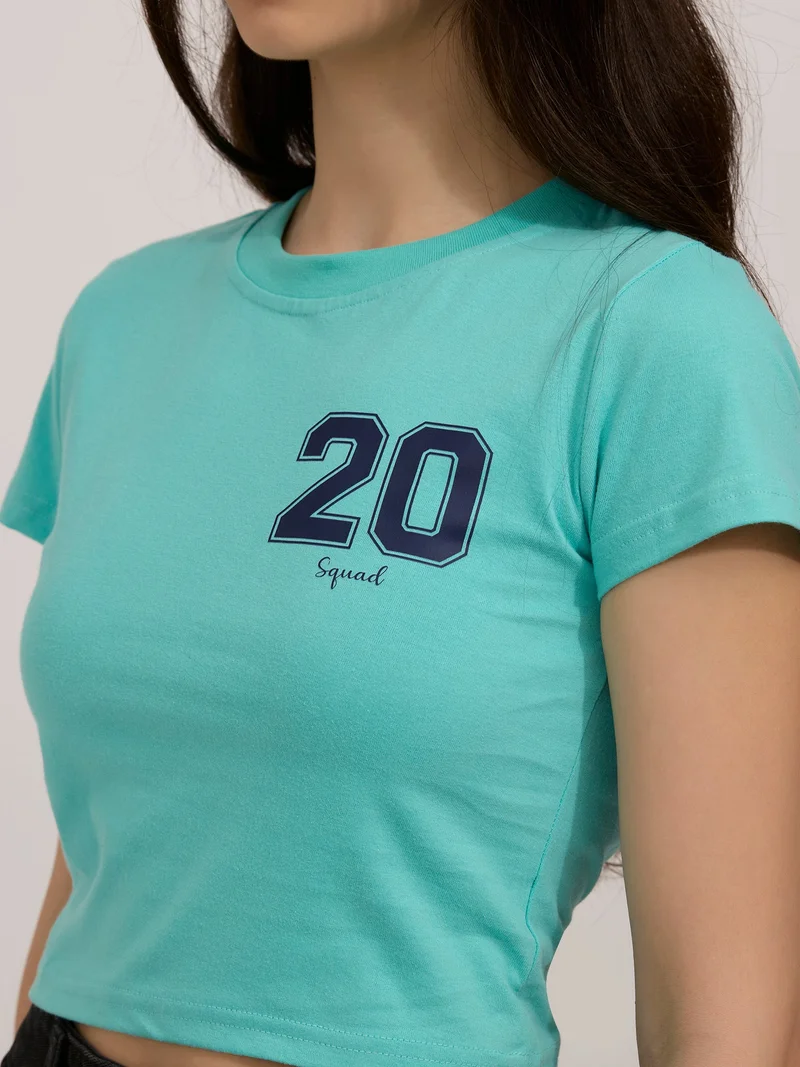 Outzidr Blue Blue Graphic Cropped T-Shirt for Women | Best Price UAE